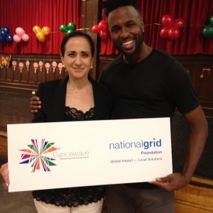 Dedrick Anthony with Jean Tesoriero from National Grid Foundation at PS169